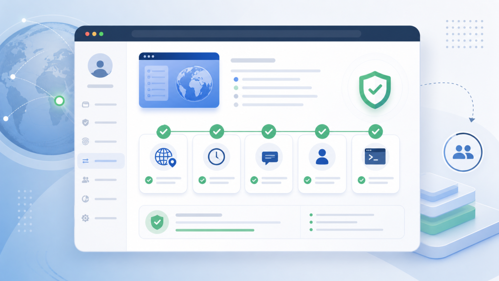 Browser profile consistency checklist with proxy, timezone, language, and automation evidence layers