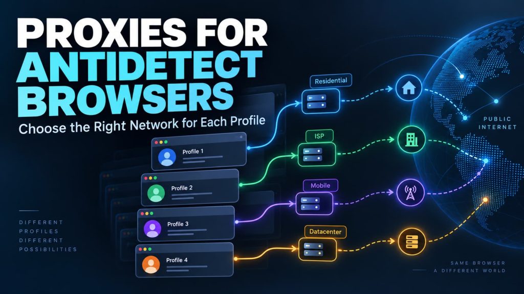 Proxies for antidetect browsers matched to different browser profiles and network routes