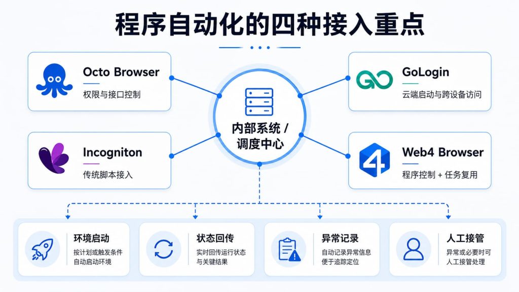 Octo Browser、GoLogin、Incogniton和Web4 Browser接入内部系统时的不同控制重点