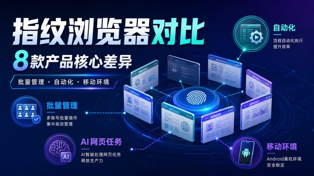 八款指纹浏览器围绕批量管理、自动化、AI网页任务和移动环境形成不同能力路径