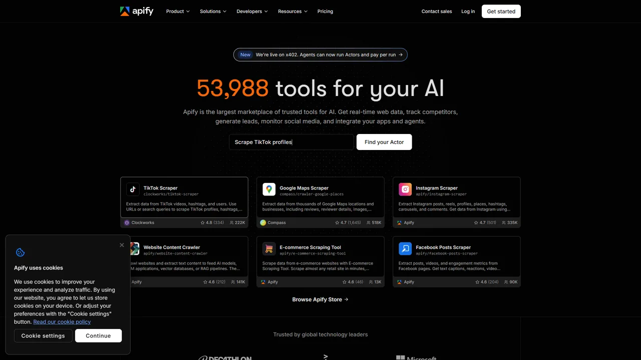 Apify official website screenshot