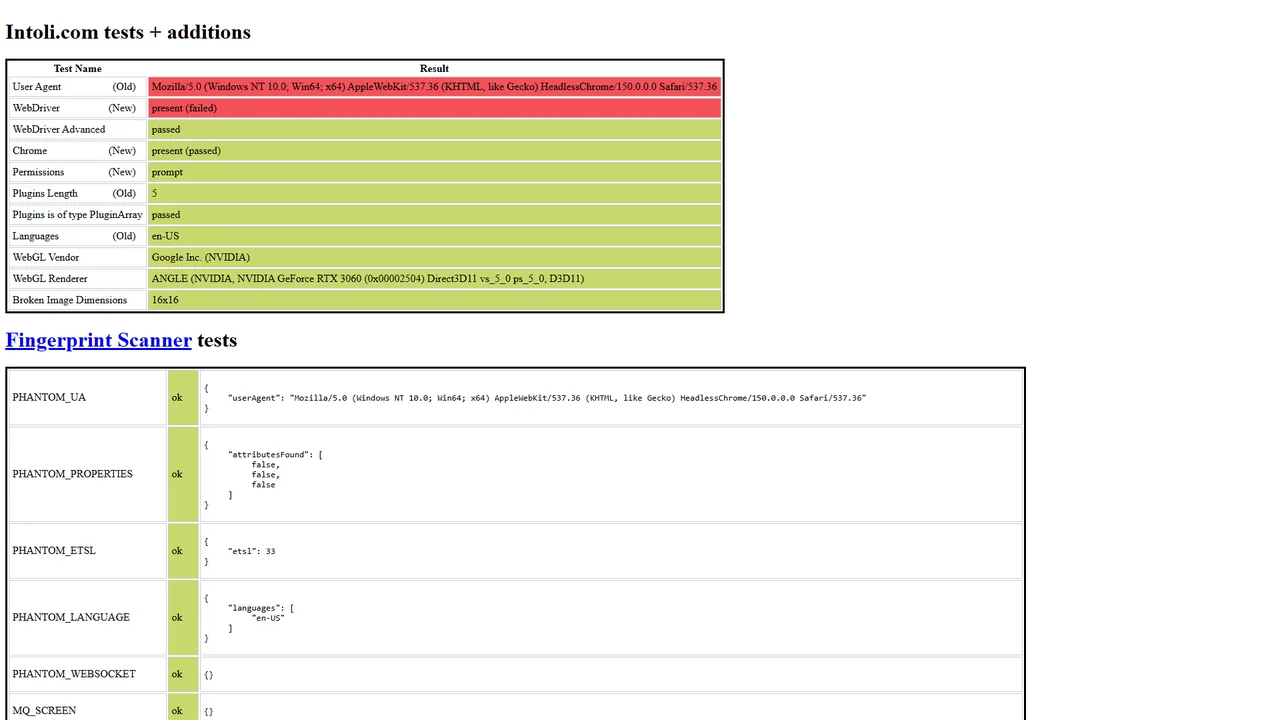 Bot Sannysoft official website screenshot