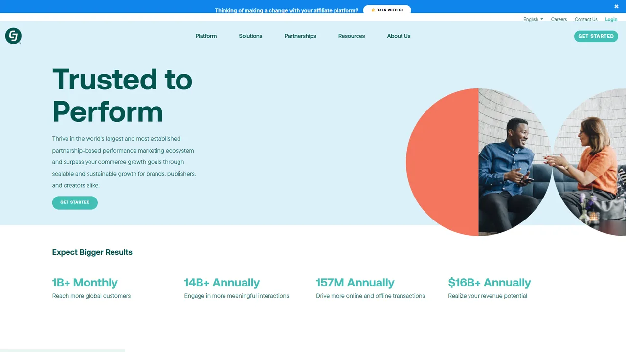 CJ Affiliate official website screenshot