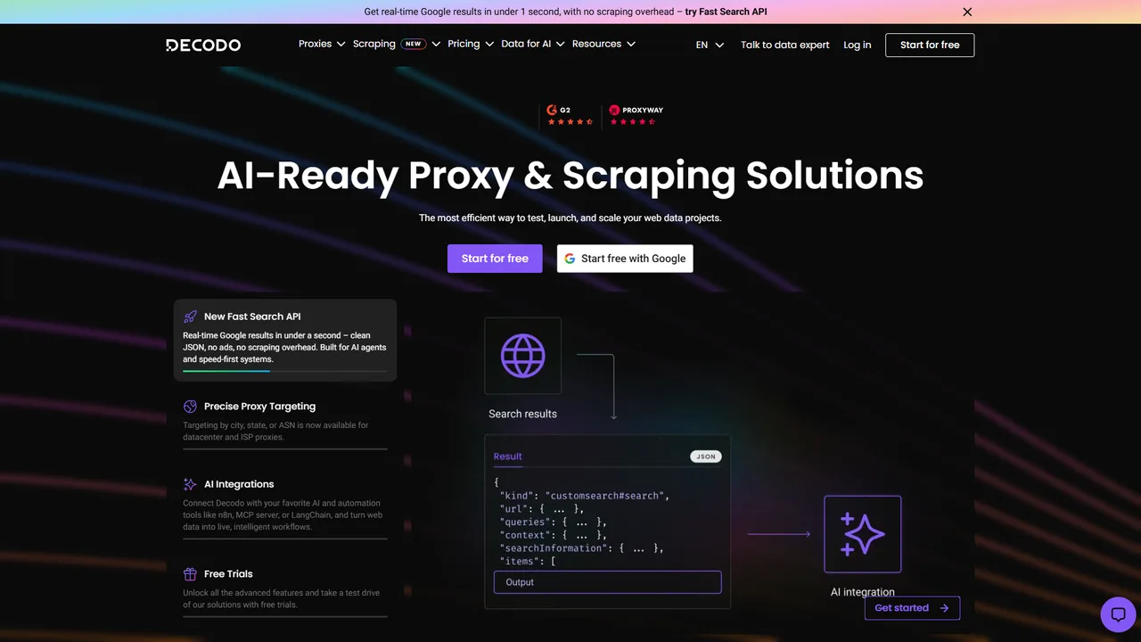 Decodo official website screenshot