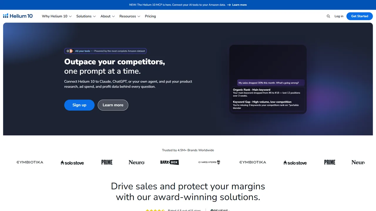 Helium 10 official website screenshot