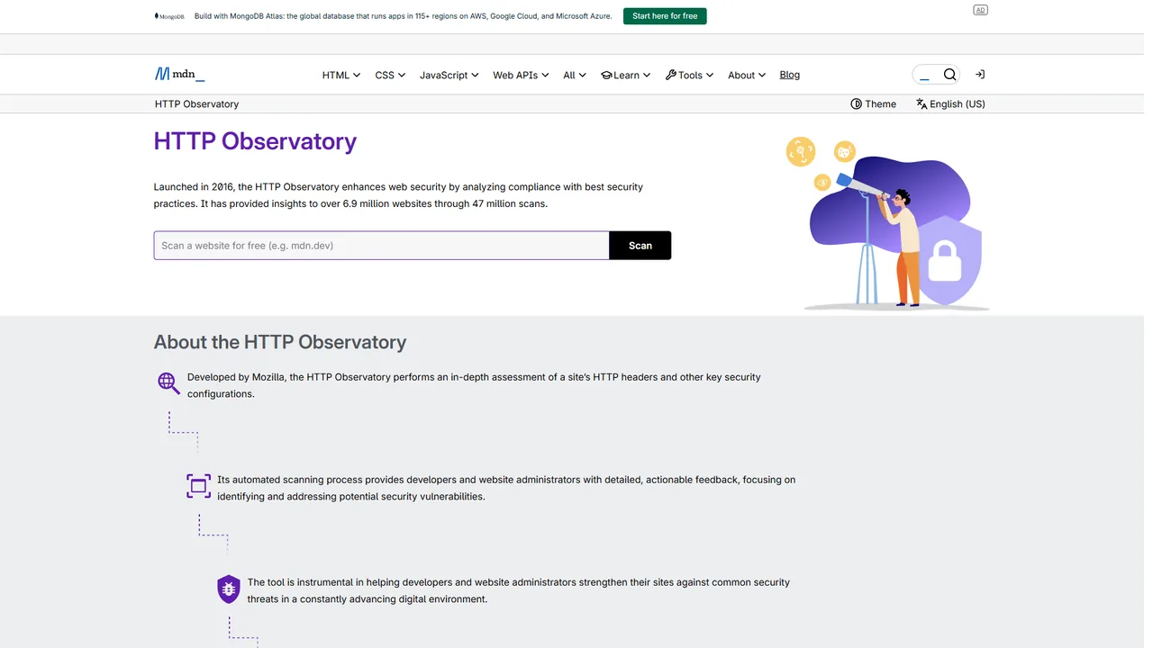 Mozilla Observatory official website screenshot