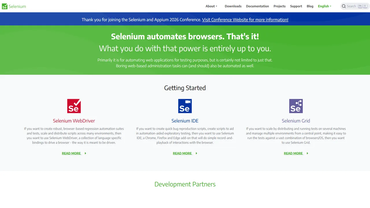 Selenium official website screenshot