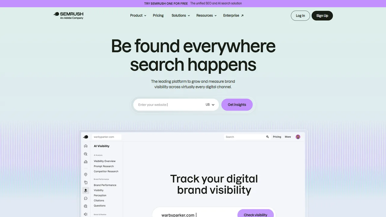 Semrush official website screenshot