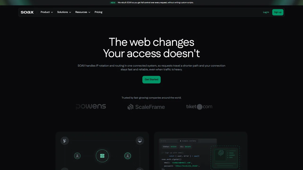 SOAX official website screenshot