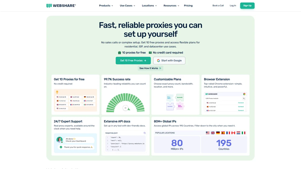Webshare official website screenshot